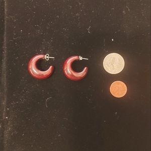 Vintage 70s earrings,  brown woodgrain